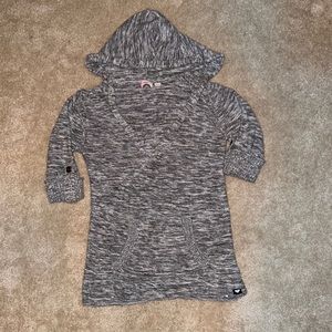 Roxy Marled Gray 3/4 Sleeve Hooded Sweater Medium